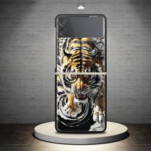 TEMU 강력한 폰 케이스, 타이거 아트워크가 특징이며, Samsung Galaxy Z Flip 시리즈와 호환됩니다. Z Flip6, Z Flip3, Z Flip5, Z Flip 5G, 및 Z Flip4 포함.