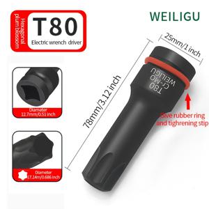 TEMU 무료 고정 고무링 플러그, 1/2 스퀘어 드라이브, 전동렌치 교체용 소켓 비트, 자동차 수리용 일반 헥스 스타 드라이버, 산업용 블랙 인산염 코팅 부식 방지, 녹 방지, T7 T8 T9 T10 T15 T20 T25 T27 T30 T40 합금강 고강도 자기 충격 소켓