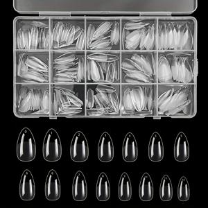 TEMU 240개 투명 아몬드 네일 팁 - 미리 형성된 아크릴 네일, 반 매트 & 풀 커버, 짧은 프레스 온 네일, 네일 익스텐션용, 투명 네일 팁, 네일 아르용|네일팁