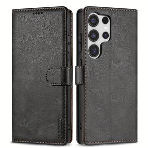 TEMU 갤럭시 S25 S24 S23 S22 S21 울트라 S20 FE 5G용 가죽 케이스 - 카드홀더 및 킥스탠드 기능의 플립 커버 폰 지갑 가방