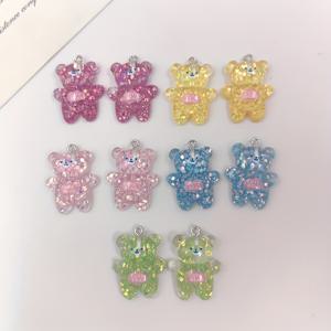 TEMU 2D 플랫, 귀여운 밝은 곰 모양 참 10개 세트 - 주얼리 만들기용 러블리 레진 시뮬레이션 동물 펜던트 플랫백 DIY 귀걸이