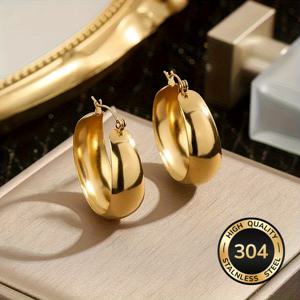 TEMU 알러지 방지 18K 도금 스테인리스 스틸 귀걸이, 변색 방지, 편안하고 다용도, 심플하고 우아한 고품질 패션 여성 데일리웨어 또는 파티용 귀걸이, 주얼리 액세서리, 여성을 위한 정교한 선물