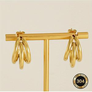 TEMU 알러지 방지 스테인리스 스틸 후프 귀걸이. 18K 금도금, 변색 방지, 편안하고 다용도, 심플하고 우아한 고품질 스타일리시 여성용 귀걸이 및 주얼리 액세서리. 일상 착용 또는 파티에 적합