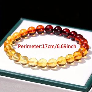 TEMU 1개 우아한 스타일 천연 발틱 호박 팔찌, 오렌지 그라데이션 호박 비즈, 기분 전환, 발렌타인데이 선물, 파티 및 일상 액세서리, 고품질 주얼리