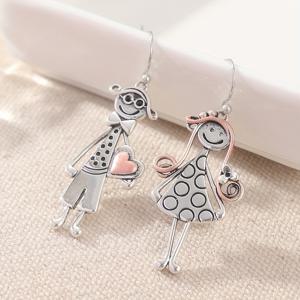 TEMU 창의적인 레트로 커플 캐릭터 메탈 펜던트 귀걸이, 여성 데일리룩에 완벽