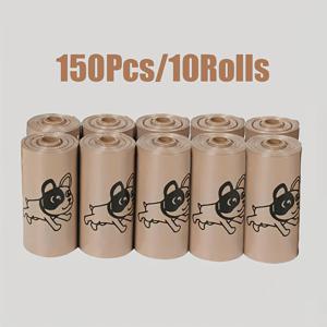 TEMU 10/8/6롤 커피향 강아지 배변봉투 디스펜서 탭 - 강력하고 내구성 있는 애완동물 쓰레기 봉투, 귀여운 강아지 실루엣 디자인으로 냄새 효과적으로 차단, 야외 산책에 이상적 - 휴대용 롤 디스펜서로 간편한 청소 (대량 패키지)