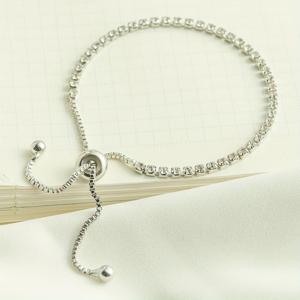 TEMU 여성용 조절 가능한 합성 지르코니아 팔찌 - 반짝이는 큐빅 합성 지르코니아 테니스 체인, 블링 블링 풀스트링 클라스프, 일상 및 특별한 날을 위한 멀티 섹션 링크, 연중 럭셔리 주얼리 선물