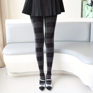 TEMU 1쌍 여성용 그레이 레드 블랙 체크 타이츠 - 레트로 브리티시 스타일, 고탄력 & 라이트 베이지, 기하학 패턴, 대학 및 공식 복장에 완벽, 쉬운 스타일링, 다리 길이 조절 가능, 클래식 디자인, 내구성 있는 소재
