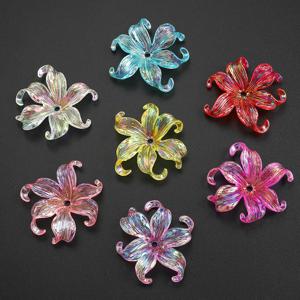 TEMU 20개 PHOLOUMIE 멀티컬러 투명 아크릴 꽃잎 비즈 - DIY 주얼리 만들기, 수제 육각형 컬리 플로럴 비즈, 귀걸이, 목걸이, 팔찌 & 키체인 액세서리, 반짝이는 아이리스 꽃잎 참