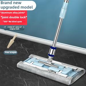 TEMU 튼튼한 스테인리스 물걸레, 조절 가능한 흡수성 천 교체 가능. 이 듀얼 컬러 (파랑과 흰색) 청소 도구는 주방, 욕실 및 가정의 바닥에 이상적입니다. 전기 없이 사용할 수 있으며 재사용 가능한 청소 솔루션을 제공합니다.