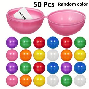 TEMU 15/35/50개 랜덤 뽑기 볼 - 파티 게임, 빙고, 테이블 게임용 속이 빈 볼 - 내구성이 뛰어난 플라스틱, 부드러운 표면, 결혼식, 생일, 기념일 및 휴일 축하 행사에 이상적, 파티 게임 볼 | 생생한 파티 볼 | 내구성 좋은 플라스틱