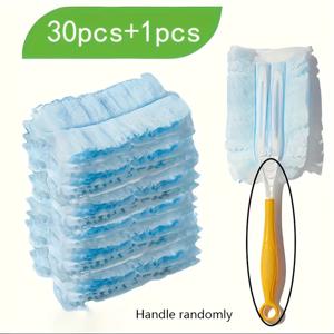 TEMU 31개 정전기 먼지 제거 패드 세트 | 일회용 교체용 청소 패드, 알레르겐 및 먼지 강력 흡착, 내구성 있는 소재, 좁은 틈새/전자 기기/손잡이 없는 선풍기 등에 적합