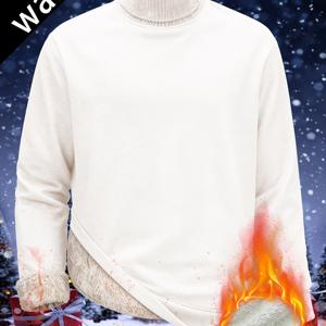 TEMU 남성용 터틀넥 탑 - 겨울용 따뜻한 라운드넥 풀오버, 캐주얼 & 아웃도어 추위 방지 재킷, 세탁기 사용 가능한 긴팔 코트, 데일리 웨어, 남성용 겨울 의류, 하이넥 남성복, 고품질 남성 의류, 아빠 크리스마스 선물