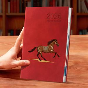 TEMU 데스ерт 호스 2026 플래너 다이어리 - 400페이지의 우아한 A5 노트북, 월간 및 주간 레이아웃, 골든 호스 디자인, 사무실, 개인 계획, 업무 관리에 적합 - 성인, 사무실 플래너를 위한 완벽한 휴일 & 크리스마스 선물, 스타일리시 커버