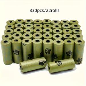 TEMU 330개/300개 두꺼운 누출 방지 애완 동물 배변 봉투 | 냄새 차단 폴리에틸렌, 귀여운 발자국 디자인, 강아지 및 고양이에게 적합 - 22롤/20롤