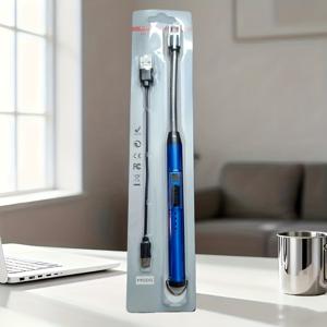 TEMU 신형 USB 충전식 아연 합금 전자 라이터 - 펄스 점화, 무화염 플라즈마 라이터 | 360° 구부러지는 목, 방풍 디자인, 주방, 캔들, 바베큐에 적합, 안전 작동 ≤36V