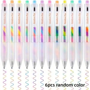 TEMU 1.0mm 볼펜 팁의 6개입 리트랙터블 젤 펜 세트 - 학교, 가정 및 사무실 사용에 적합 - 예술적인 필기, 스케치 및 저널링을 위한 3가지 색상의 그라데이션 블렌딩, 인체공학적 미끄럼 방지 그립 및 편리한 클립이 특징입니다.