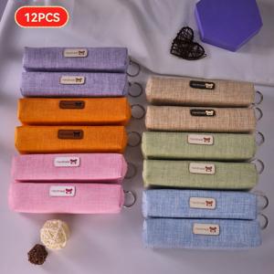 TEMU 12개 세트 아카데미 스타일 필통 - 학교 & 사무실용 클래식 소형 휴대용 수납 가방, 걸이 링 포함, 다목적 정리함 - 백투스쿨 필수품 & 크리스마스 선물 (12개)|필통