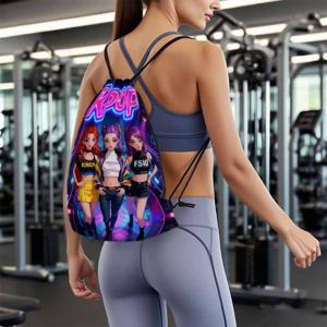 TEMU 1개 K-Pop 스타일 K-Pop 그룹 그래픽 백팩 - 옥스포드 소프트쉘 휴대용 짐백, 실용적인 포켓, K-Pop 아이돌 프린트 드로스트링 백팩, 여행 및 캐주얼용 (세탁기 사용 가능)|스트링백팩