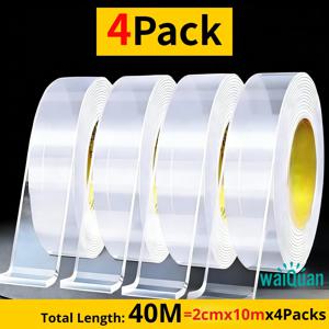 TEMU 4개입 고강도 나노 양면 테이프 | 투명, 벽, 목재, 플라스틱, 금속, 석재에 적합한 범용 고정 접착제