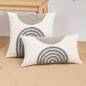 TEMU 북유럽 모던 INS 스타일의 기하학적 반원형 베개 커버. 원형 플러시 장인 정신으로 제작되었으며, 모델 하우스, 게스트하우스 및 호텔 쿠션 장식에 적합합니다.