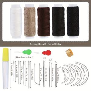 TEMU 가치 팩 29개 가죽 재봉 키트, 재봉 머리카락, 카펫 수리 키트, 수동 DIY, 원단 재봉 만들기, 액세서리 랜덤 색상