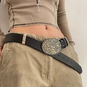 TEMU 새로운 아메리칸 빈티지 여성 벨트, 블랙 청바지에 간편하고 스타일리시한 액세서리, 다용도하고 패셔너블함