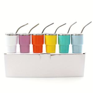 TEMU 6개 3온스 외부 플라스틱 내부 스틸 컵 세트, 304 스테인레스 스틸 빨대, 카페 미니 텀블러, 캠핑 등산용 드링크웨어, 야외용 편리한 텀블러 맥주잔|텀블러