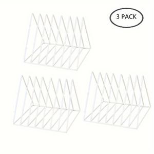 TEMU 홈 오피스용 세련된 삼각형 데스크 파일 정리기, 7구 금속 매거진 북 앨범 디스플레이 랙, 3개의 비닐 레코드 홀더 저장소