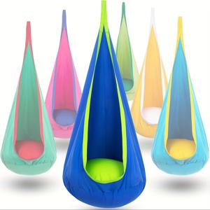 TEMU 1개 해먹 스윙 의자 - 실내/외 행잉 해먹 의자 (풍선 베개 및 포켓 포함) - 최대 80kg(176 Lbs) 지지 - 휴식 및 놀이에 적합, 풍선 베개 행잉 해먹 의자, 캠핑 해먹