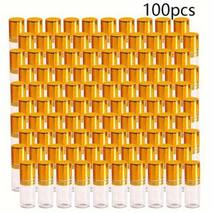 TEMU 투명 3ml 에센셜 오일 롤러 병 100개 세트 (투명 유리 병 포함, 리필 가능), 개방기, 깔때기, 스포이드, 금색 캡 포함, 가정용 또는 여행용으로 적합