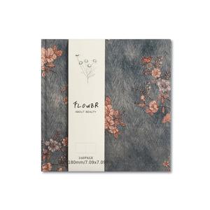 TEMU 160페이지 실크 패브릭 커버 스케치북, 예술적인 레트로 스타일의 드로잉 및 스케치용 빈 노트북, 18cm 정사각형 두꺼운 저널