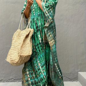 TEMU 플러스 사이즈 - 플러스 사이즈 여성용 롱 로브, 캐주얼 V넥 풀오버 커버업