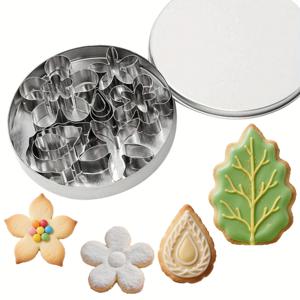 TEMU 작은 꽃 & 잎 모양 커터 세트, 쿠키 퐁당 커터, 케이크 장식 키트, 미니 쿠키 커터 12개 세트