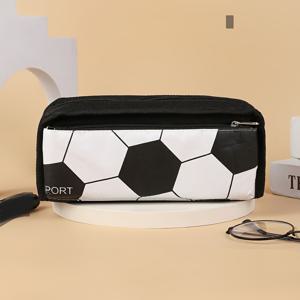 TEMU 소형 2단 연필꽂이, 축구, 야구, 농구, 배구 프린트, 문구류 보관용|필통