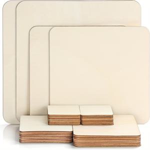 TEMU 44-피스 세트, 다양한 크기의 정사각형 나무 판자, DIY 예술 페인팅 보드, 나무 공예, 재봉 용품, 캔버스, 페인팅 및 공예용 나무 아트 보드