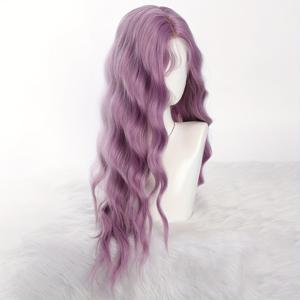 TEMU 합성 내열성 작은 레이스 가발 30인치 긴 보라색 웨이브 가발 여성용 중간 부분 컬리 웨이브 가발 일상 파티 코스프레 할로윈 크리스마스 사용