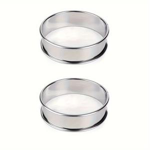 TEMU 2개 스테인리스 스틸 케이크 링 - 주방 및 레스토랑용 다용도 무스, 빵 & 팬케이크 커터