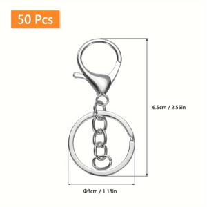 TEMU 30mm 플랫 키체인 포함 50개 아연 합금 랍스터 클라스프, 금속 키체인, 주얼리 연결 도구 체인, DIY 핸드메이드 키트, 공예용 재료, 패브릭 소품 및 펜던트, 다양한 색상 제공|키링