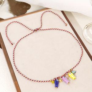 TEMU 1개 스타일 세라믹 물고기 펜던트 목걸이 여성용, 화려한 꼰 코드, 조절 가능한 길이, 도금 없음, 파티 및 휴가 액세서리에 이상적, 모든 계절 착용