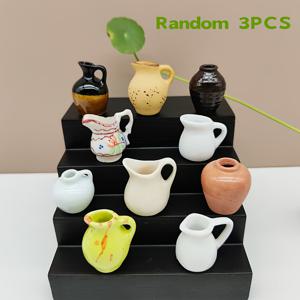 TEMU 미니 집을 위한 귀여운 세라믹 포켓 화병 장식품, 빈티지 화분 액세서리, 수경재배 묘목에 적합한 미니 엄지 꽃 냄비 3개