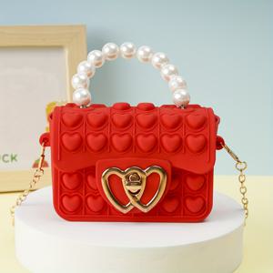 TEMU [소형] 실리콘 젤리백 1개, 크로스바디 양면 버블 하트 핸드백/동전 지갑, 일상 사용에 적합