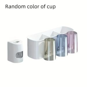 TEMU 다용도 욕실 수납 랙 (치실 홀더, 구강 세정 컵, 치약 디스펜서 포함), 벽걸이형 치실 보관함 (4/3/2인용), 구강 세정 컵 포함, 치실 및 컵을 위한 공간 절약 디자인