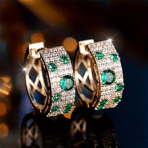 TEMU 여성을 위한 원형 컷 그린 스톤 드롭 귀걸이 세트, 골드 색상의 완벽한 신부 및 결혼식용, 고급 주얼리로 제작