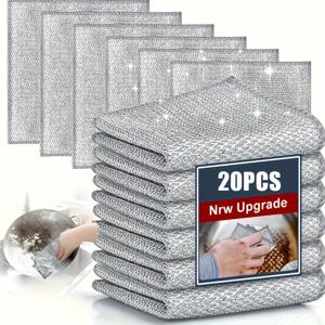 TEMU 20개입 초극세사 스틸 와이어 비누 패드 - 양면 주방 설거지 스크러버, 식기류 및 조리기구에 적합|수세미|패드