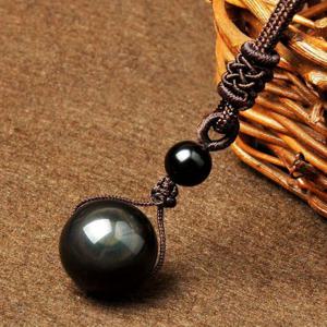 TEMU 핸드메이드 16mm 컬러풀 천연 흑요석 여성 & 남성용 펜던트 행운의 부적 크리스마스 선물