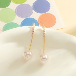 TEMU 간단하고 우아한 스타일, 프린트, 여성용 패션 귀걸이, 금색, 인조 진주 장식, 하이퍼알러지성, 일상 착용, 휴가