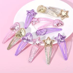 TEMU 12팩 스파클링 글리터 스타 및 하트 헤어 클립, 귀여운 천사 테마, 순금속, 드라이 클리닝 전용, 여성용 드레스 업 액세서리에 대한 다양한 색상