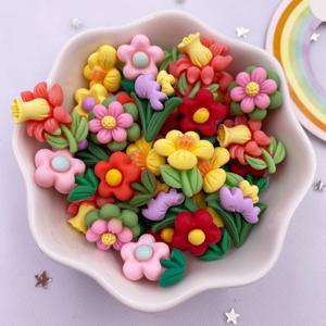 TEMU 다양한 색상의 수지로 칠해진 미니 꽃 평평한 카보숑 스톤 조각상 크리스마스 데이 장식 DIY 쥬얼리 액세서리 스크랩북 공예