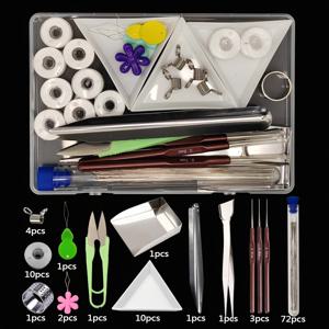 TEMU 107피스 비즈 키트, 12사이즈 시드 비즈, 바늘, 큰눈 비즈 바늘(72개), 크로셰 훅 3개, 3겹 비즈 실 10개, 비즈 보관 트레이 10개, 스테인리스 스틸 핀셋 및 스패츌러 1개, 비즈 스쿱 1개, 플랫 비즈 스쿱 1개, 바늘 꿰기 도구 3개, 골무 1개, 가위 1쌍, 비즈 스토퍼 4개, 주얼리 만들기용